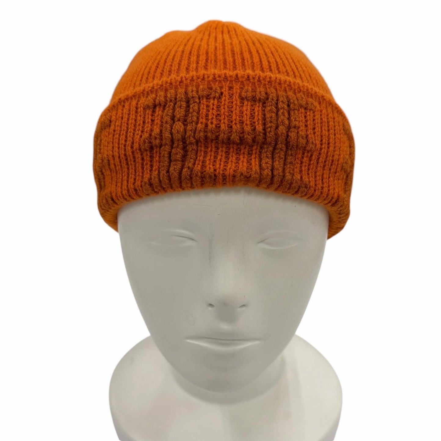 Hermes Vintage Cashmere Martin Margiela Era Pattern Knit Beanie Cap Orange ME — view 2