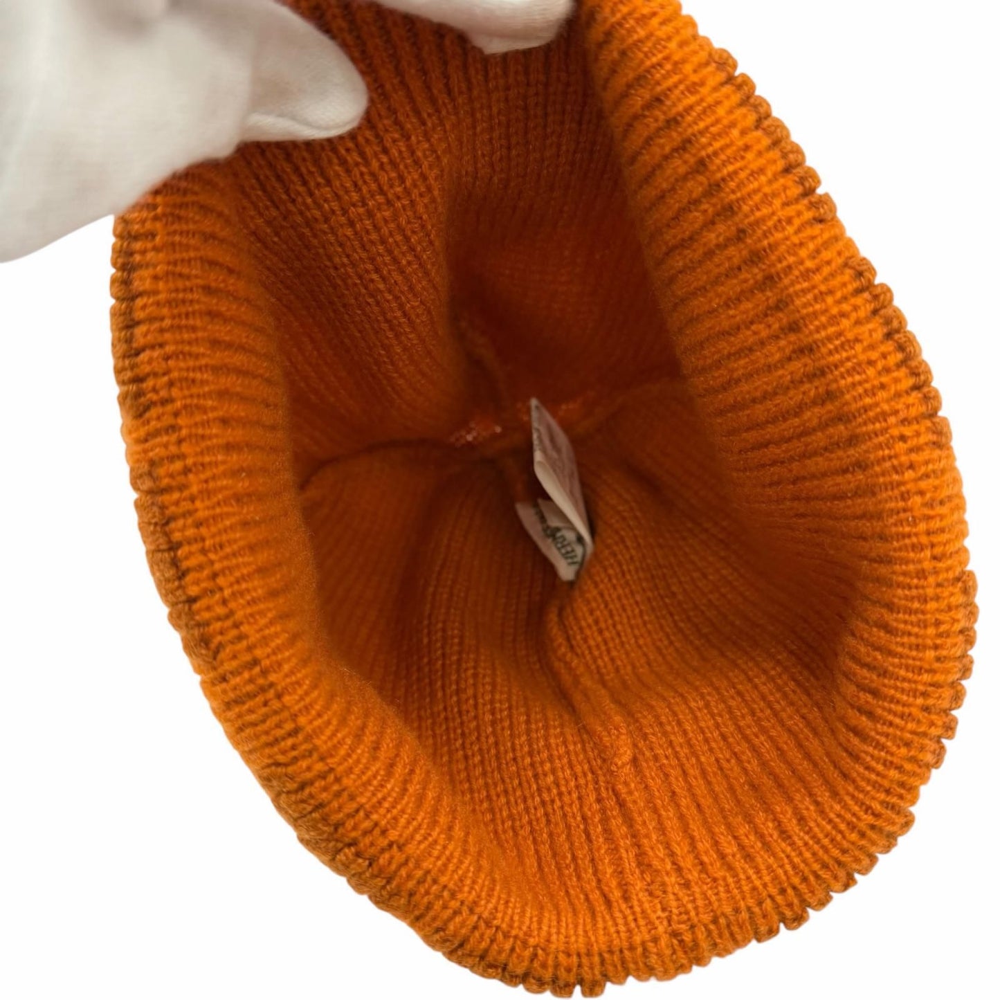Hermes Vintage Cashmere Martin Margiela Era Pattern Knit Beanie Cap Orange ME — view 6