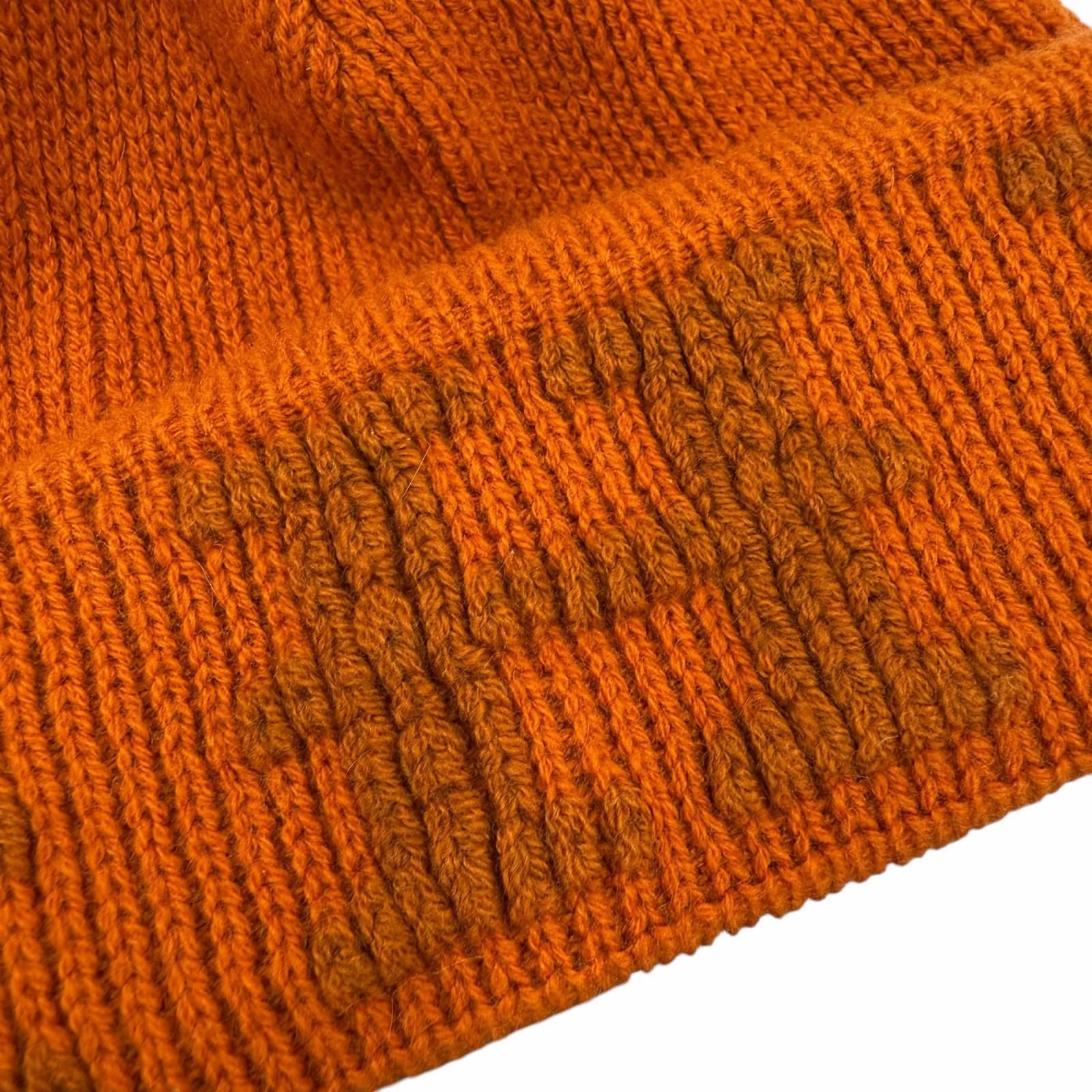 Hermes Vintage Cashmere Martin Margiela Era Pattern Knit Beanie Cap Orange ME — view 7