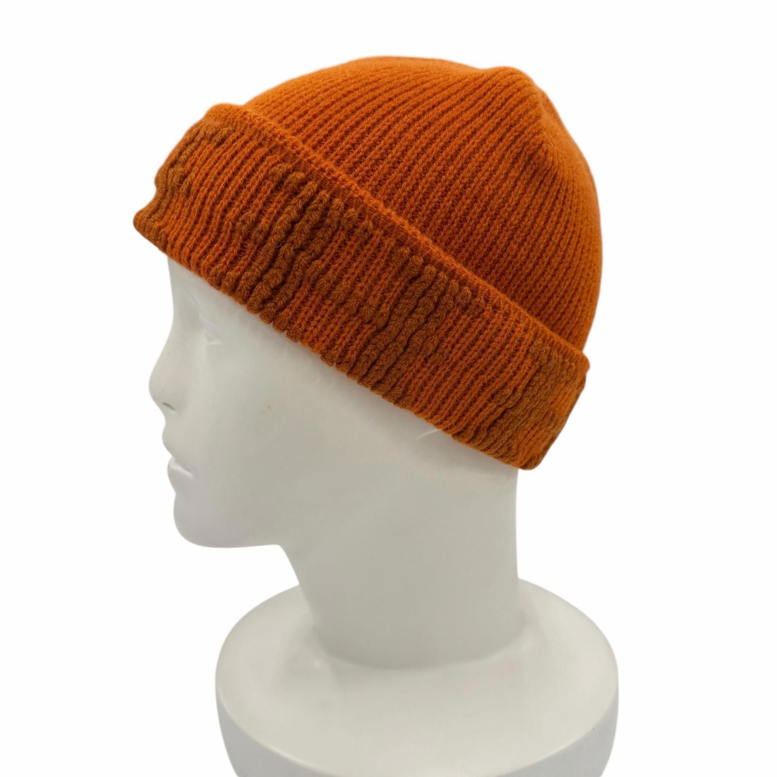 Hermes Vintage Cashmere Martin Margiela Era Pattern Knit Beanie Cap Orange ME — view 3