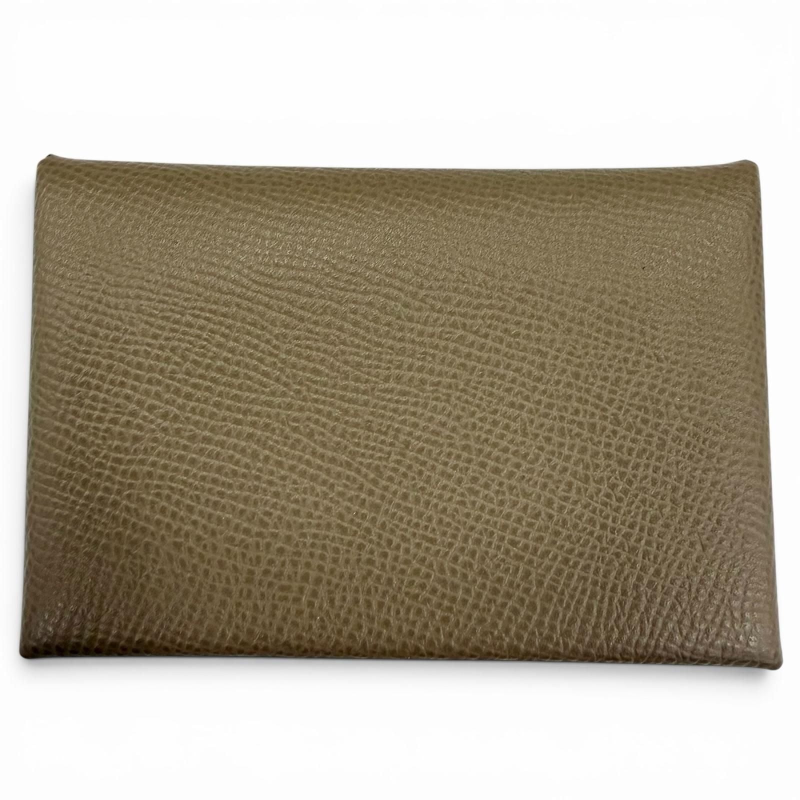 Hermes Calvi Veau Epsom Etoupe Business Card Holder Case — view 2