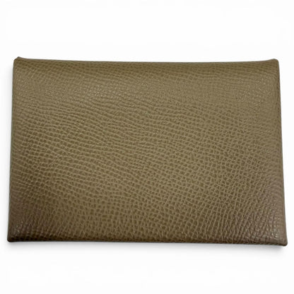 Hermes Calvi Veau Epsom Etoupe Business Card Holder Case — view 2