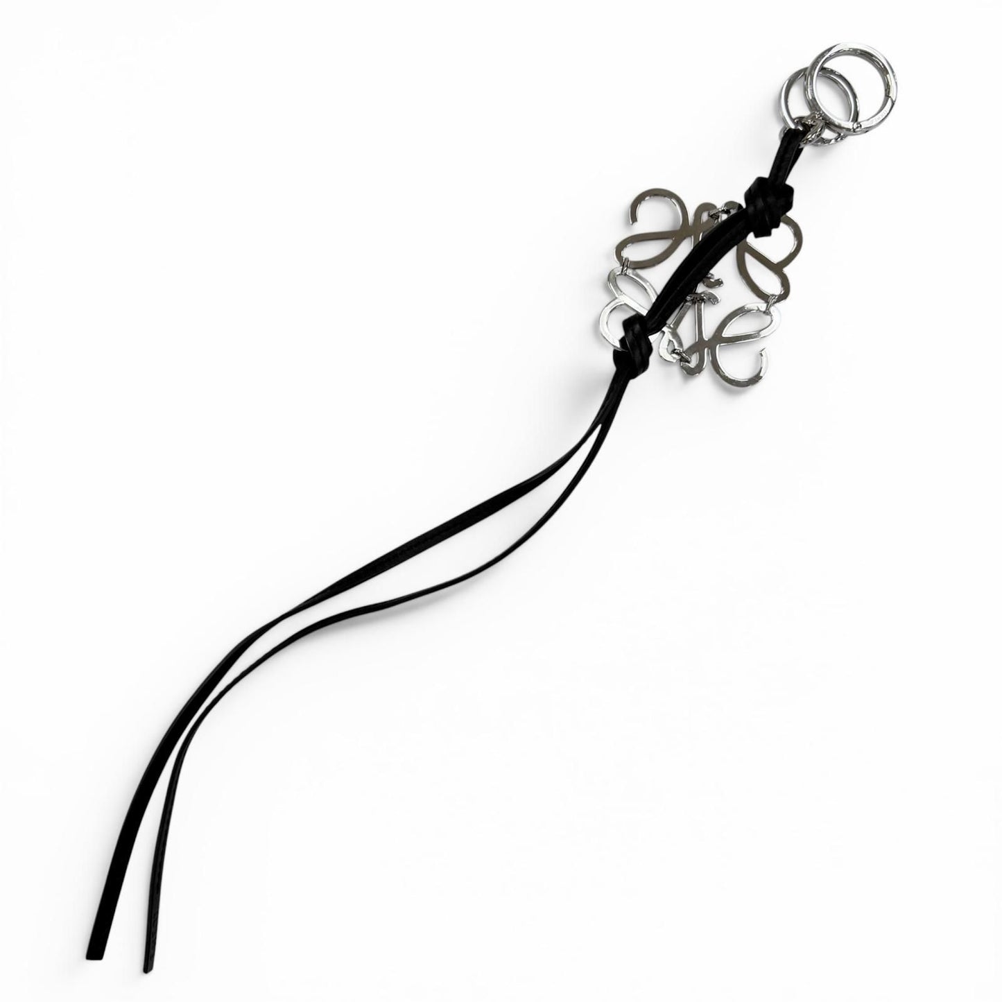 Loewe Leather Anagram Key Holder Key Sling Bag Charm Black Silver — view 5