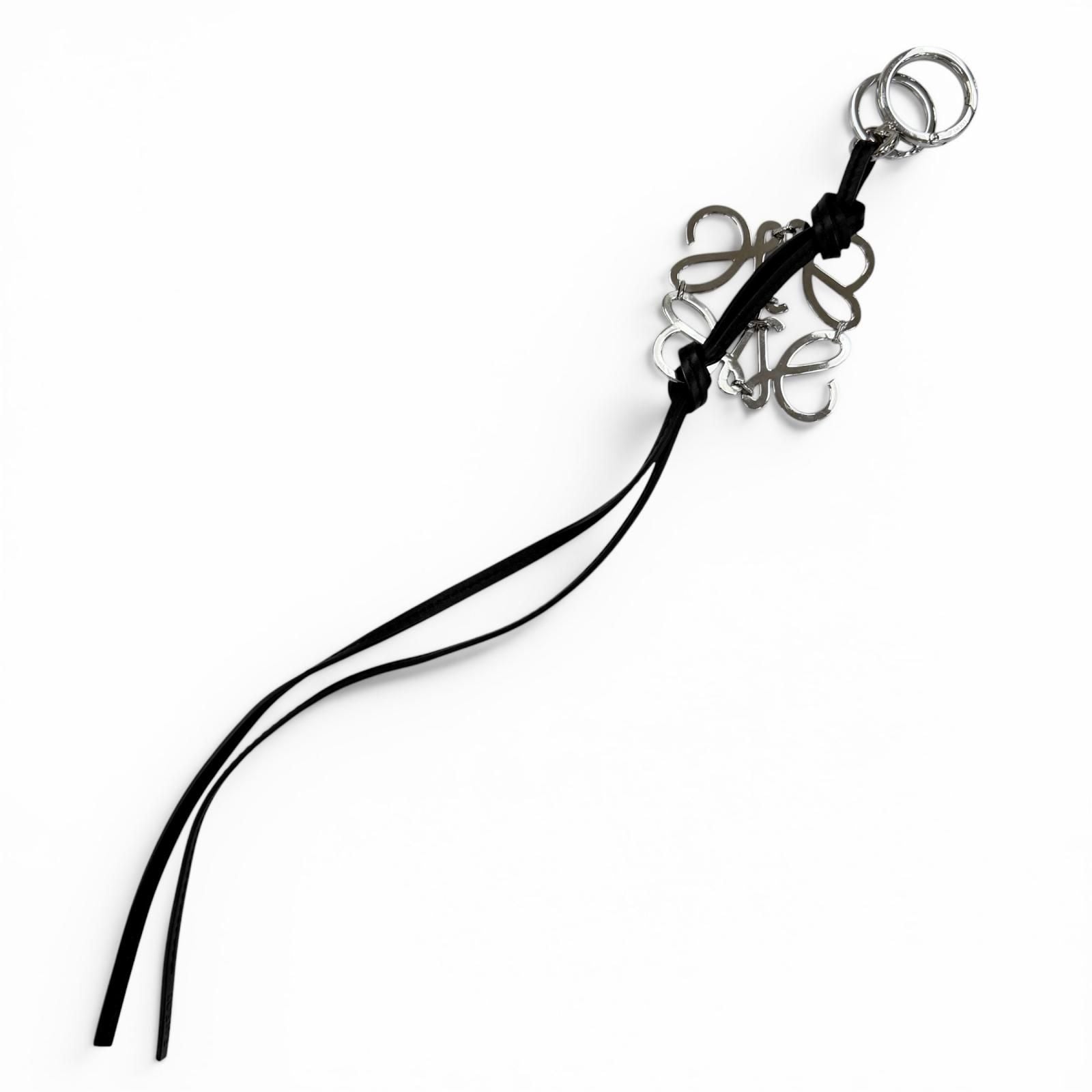 Loewe Leather Anagram Key Holder Key Sling Bag Charm Black Silver — view 5