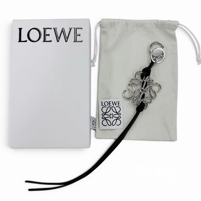 Loewe Leather Anagram Key Holder Key Sling Bag Charm Black Silver — view 2