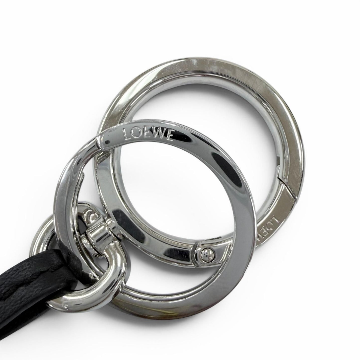 Loewe Leather Anagram Key Holder Key Sling Bag Charm Black Silver — view 4