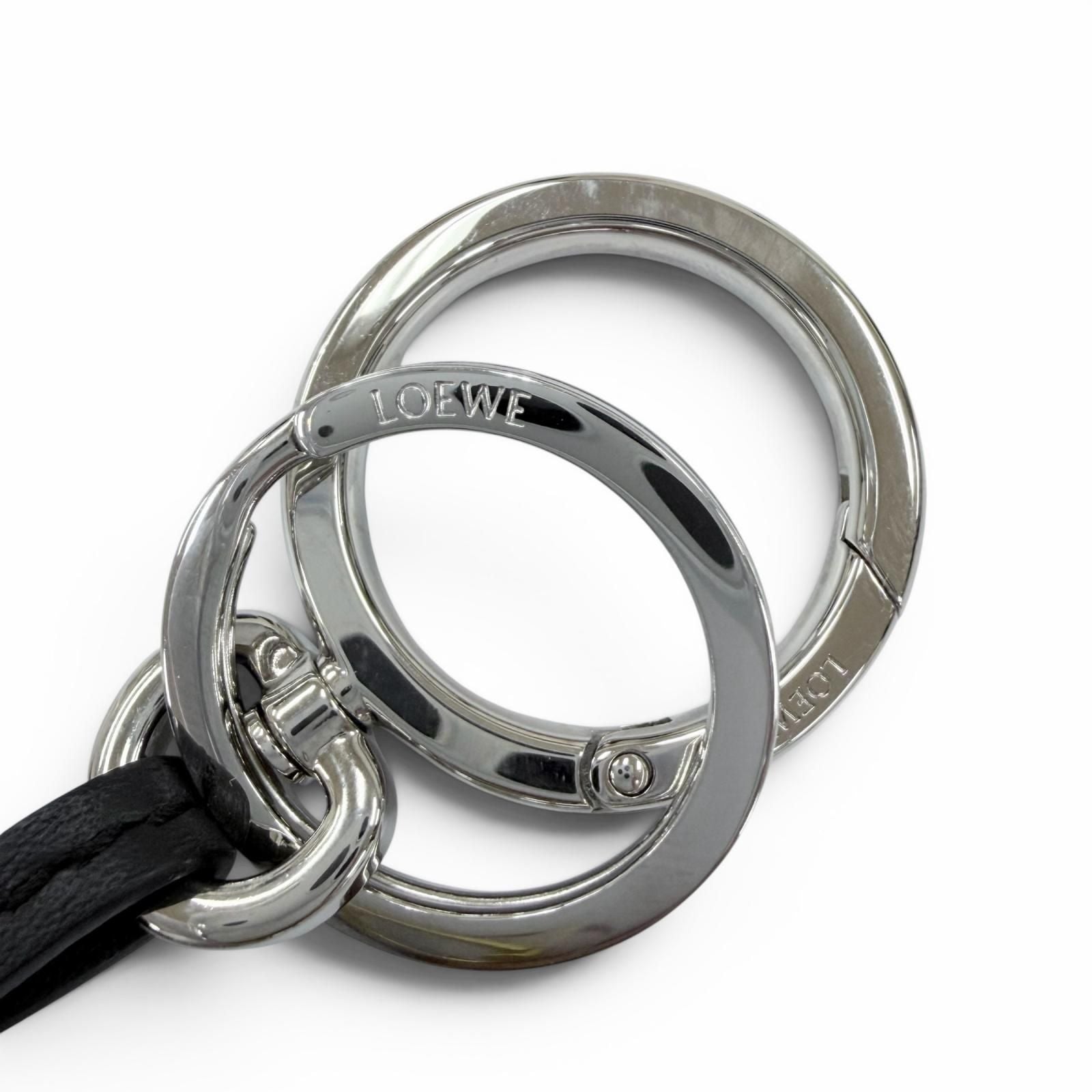 Loewe Leather Anagram Key Holder Key Sling Bag Charm Black Silver — view 4