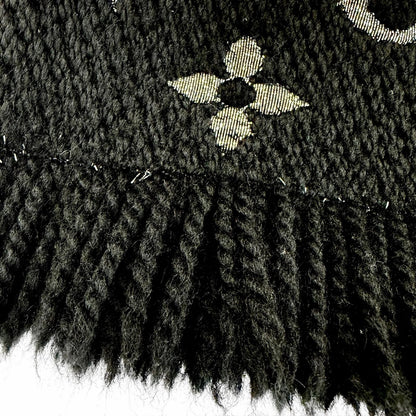 Louis Vuitton Echarpe Logo Mania Shine Wool Silk Noir Scarf with Fringe — view 5