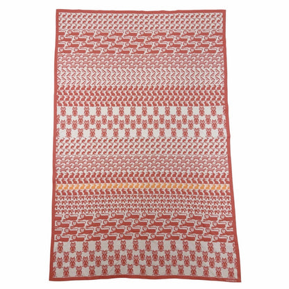 Hermes Cotton 100% Plaid Toriko Animo Pixel Knit Coral 70 110 cm Sweater