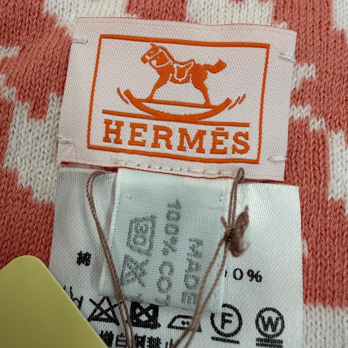 Hermes Cotton 100% Plaid Toriko Animo Pixel Knit Coral 70 110 cm Sweater — view 7