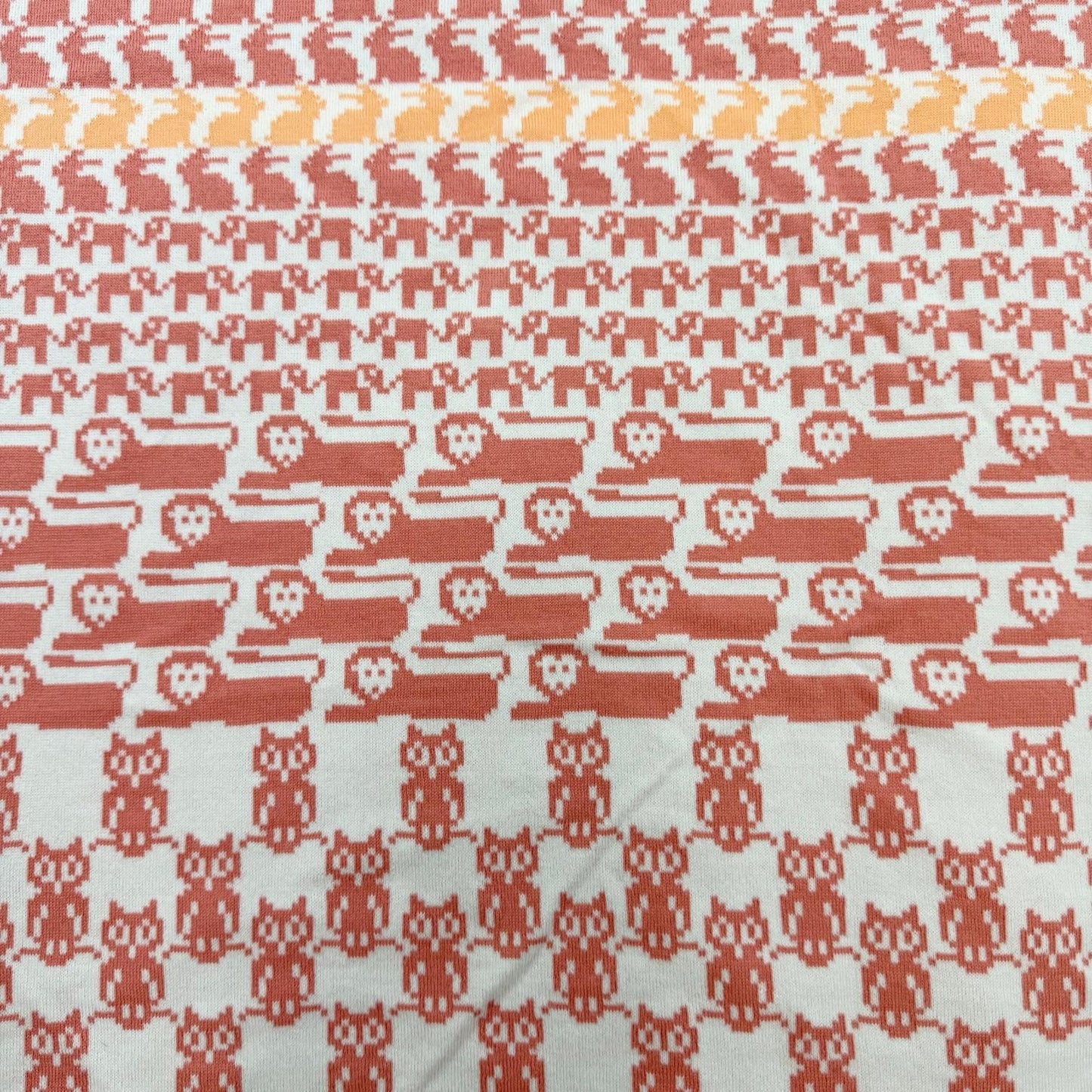 Hermes Cotton 100% Plaid Toriko Animo Pixel Knit Coral 70 110 cm Sweater — view 3