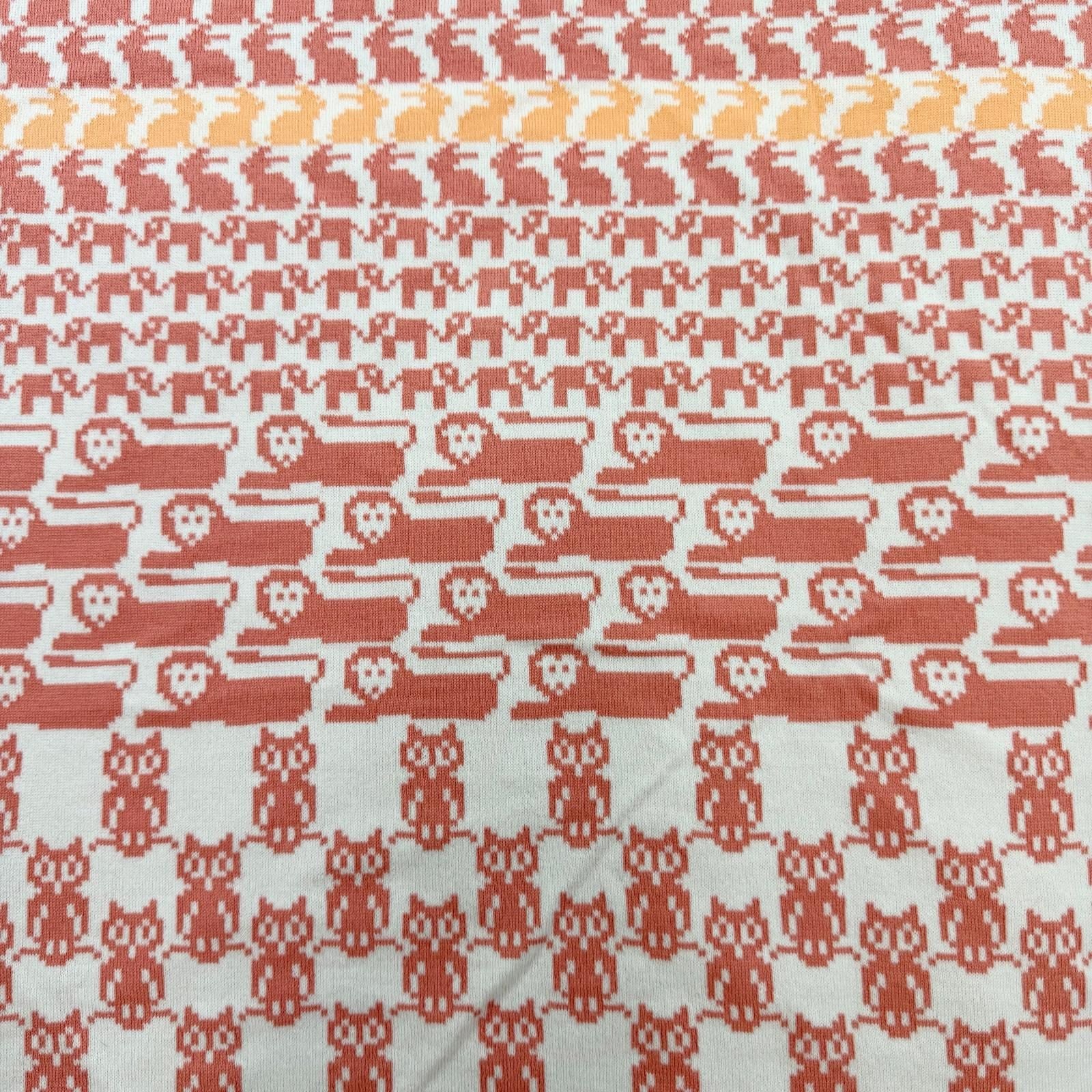 Hermes Cotton 100% Plaid Toriko Animo Pixel Knit Coral 70 110 cm Sweater — view 3