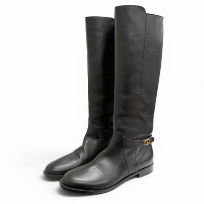 Dior Empreinte CD Buckle Leather Long Boots Black