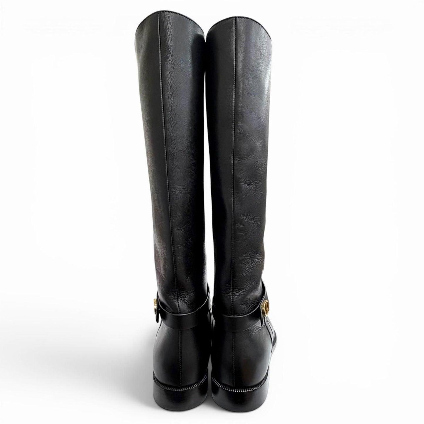 Dior Empreinte CD Buckle Leather Long Boots Black — view 4