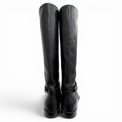 Dior Empreinte CD Buckle Leather Long Boots Black — view 4