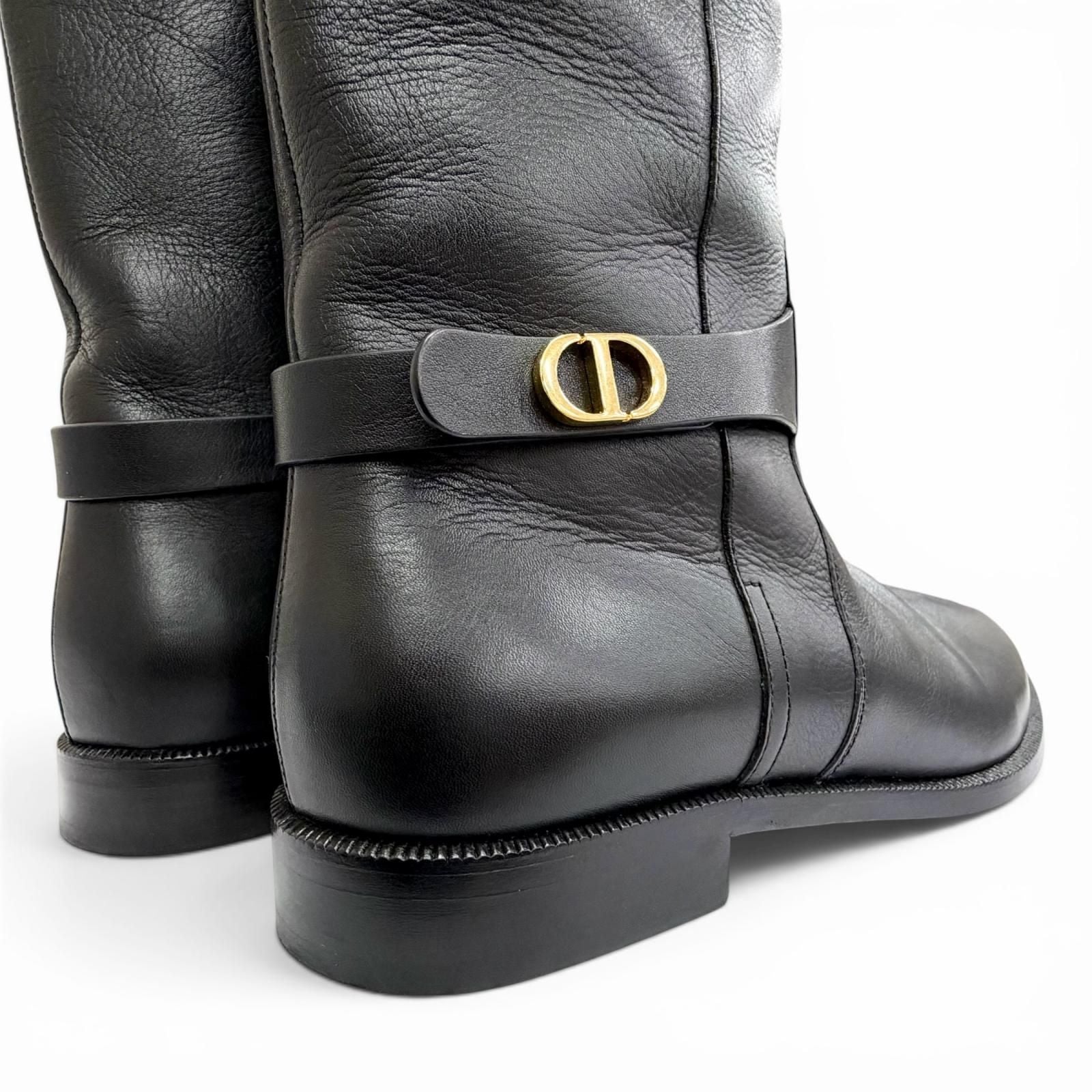 Dior Empreinte CD Buckle Leather Long Boots Black — view 5