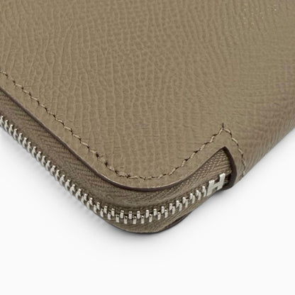 Hermes Compact Silk in Etoupe Veau Silver Round Zip Wallet Coin Case — view 6