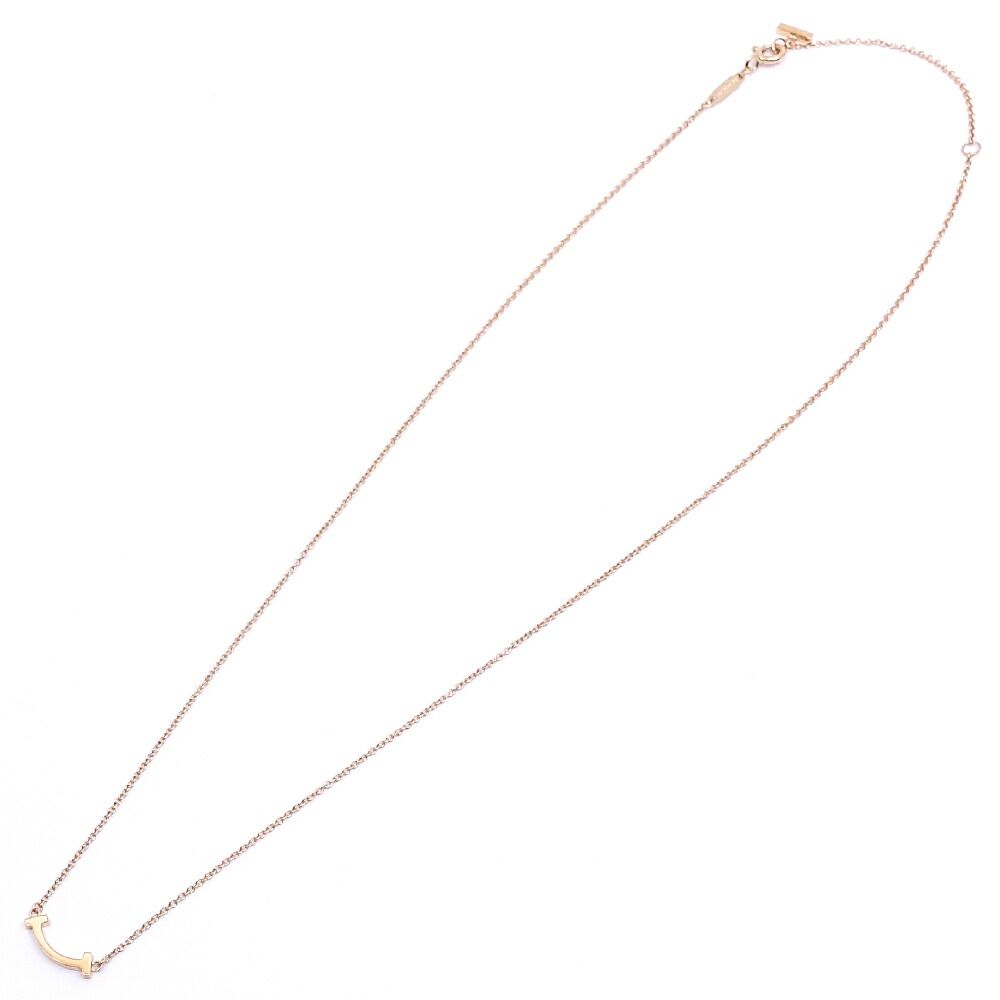 Tiffany & Co 18k Pink Gold T Smile Necklace Mini Pendant Bullion — view 3