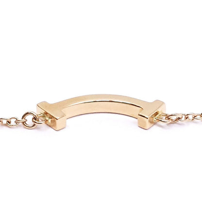 Tiffany & Co 18k Pink Gold T Smile Necklace Mini Pendant Bullion — view 6