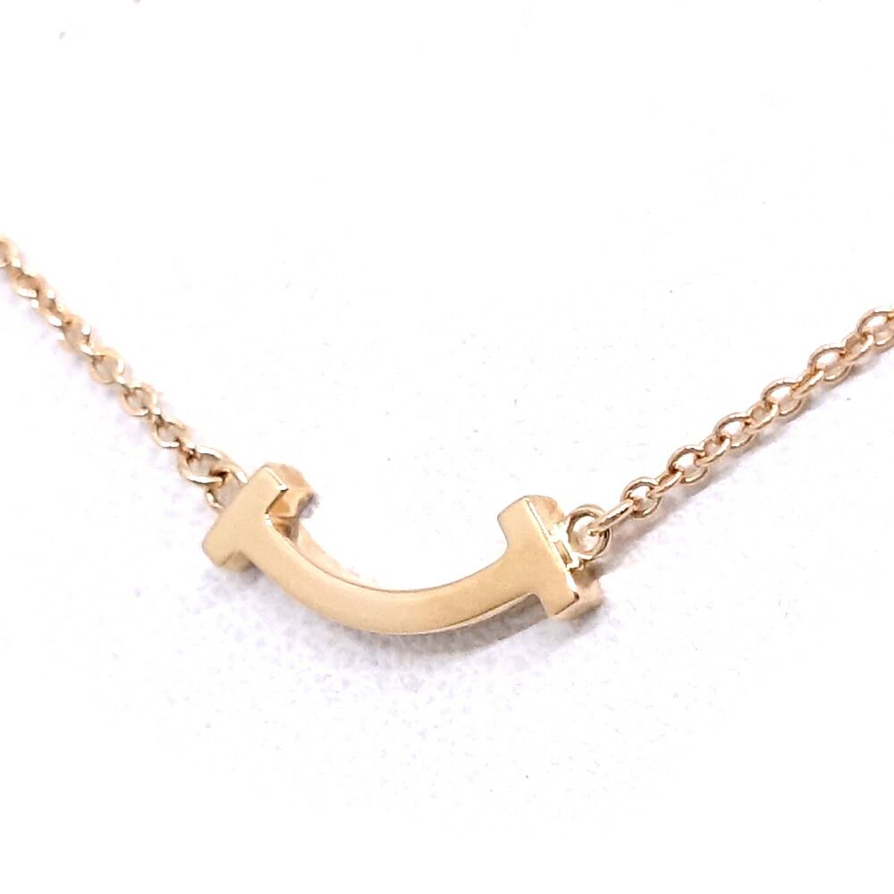 Tiffany & Co 18k Pink Gold T Smile Necklace Mini Pendant Bullion — view 2
