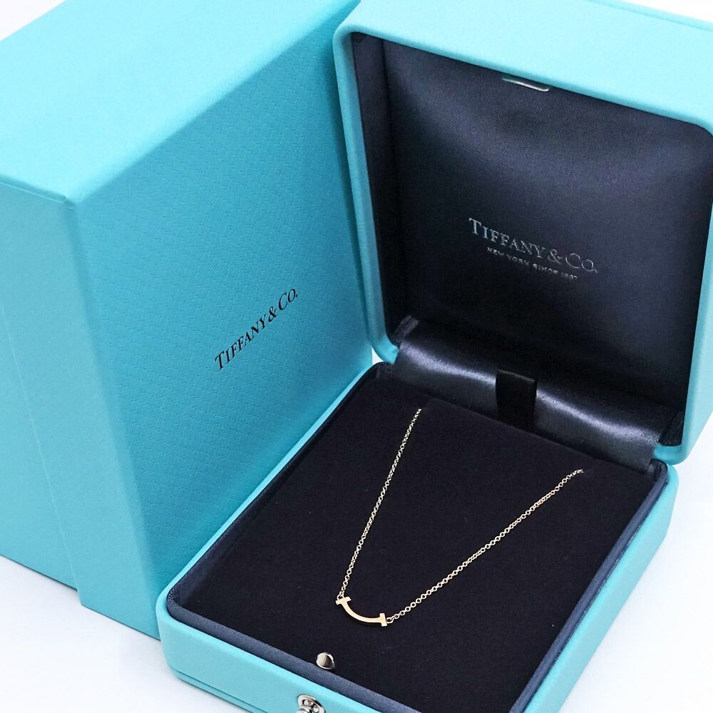 Tiffany & Co 18k Pink Gold T Smile Necklace Mini Pendant Bullion — view 9