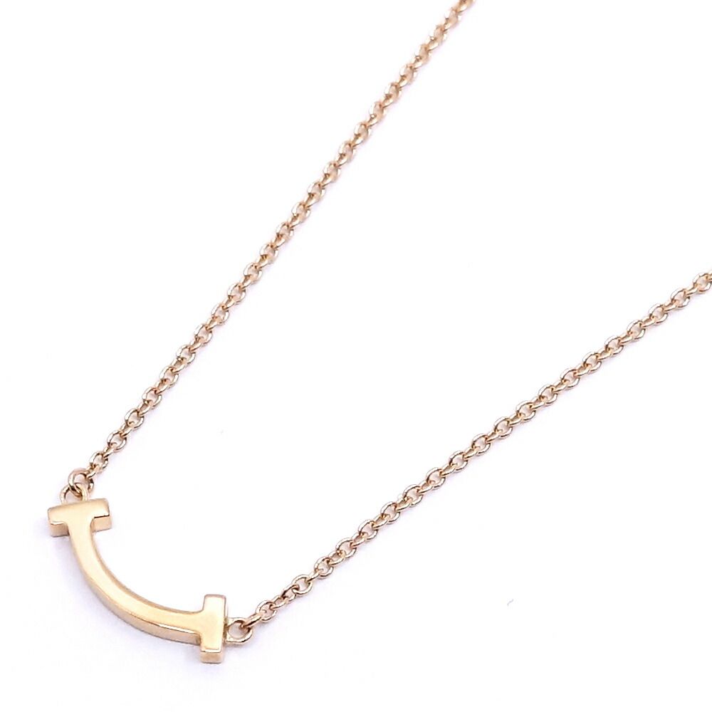 Tiffany & Co 18k Pink Gold T Smile Necklace Mini Pendant Bullion — view 4