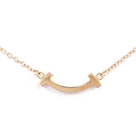 Tiffany & Co 18k Pink Gold T Smile Necklace Mini Pendant Bullion