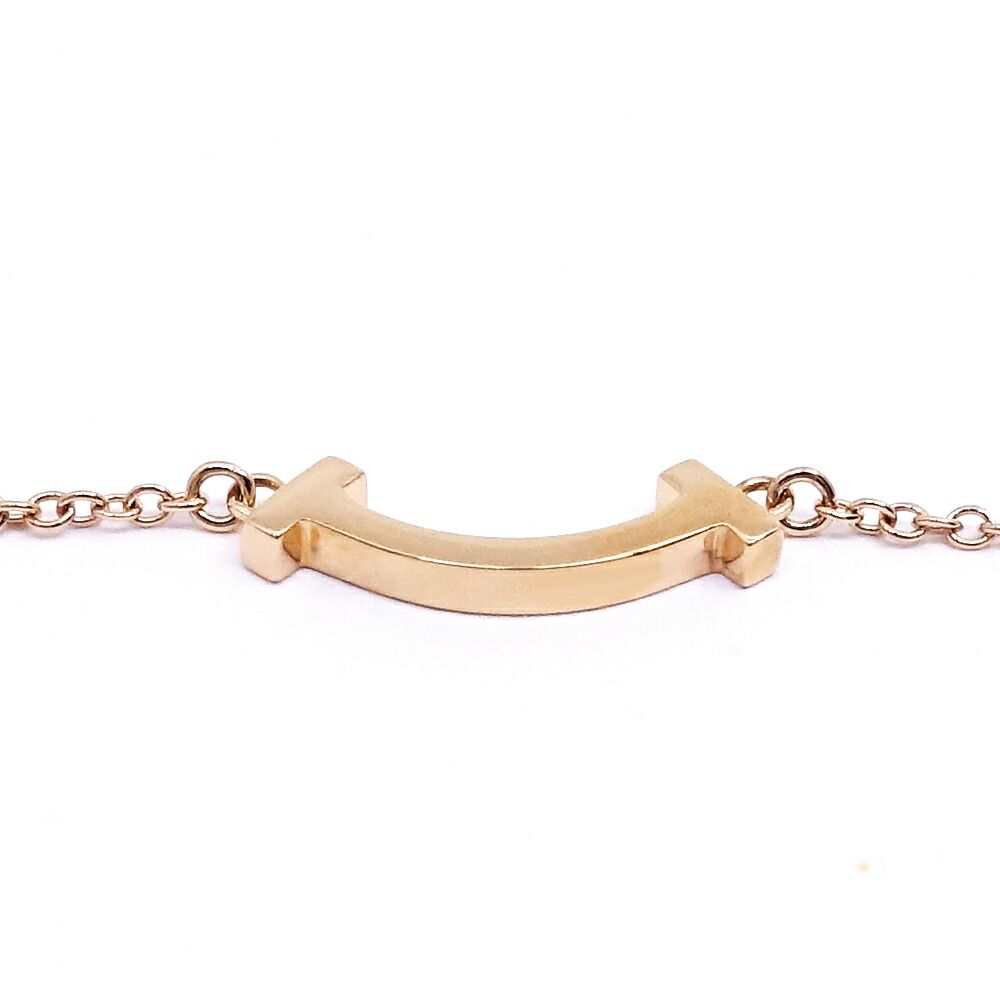 Tiffany & Co 18k Pink Gold T Smile Necklace Mini Pendant Bullion — view 5