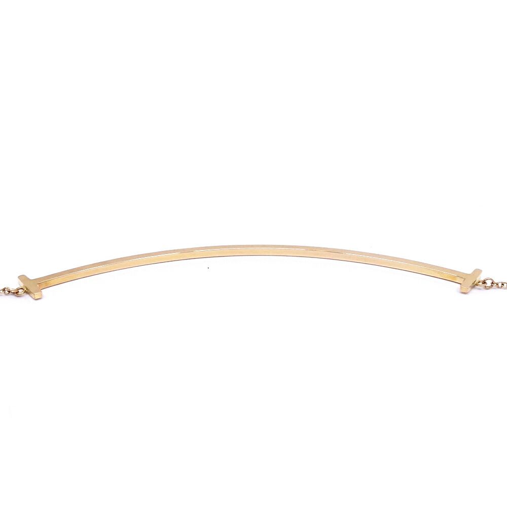 Tiffany & Co 18k Pink Gold T Smile Necklace Large Pendant Bullion — view 6
