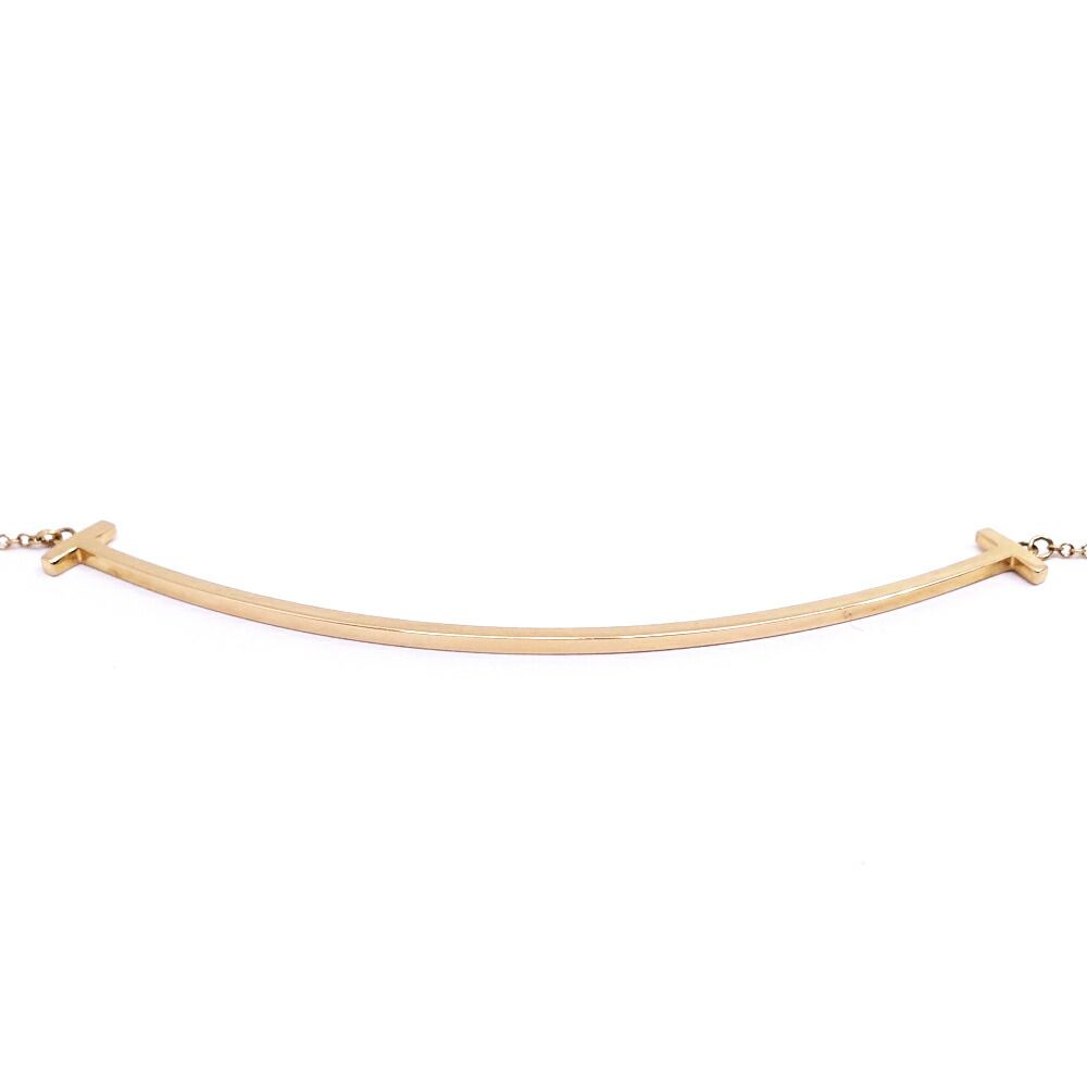 Tiffany & Co 18k Pink Gold T Smile Necklace Large Pendant Bullion — view 5