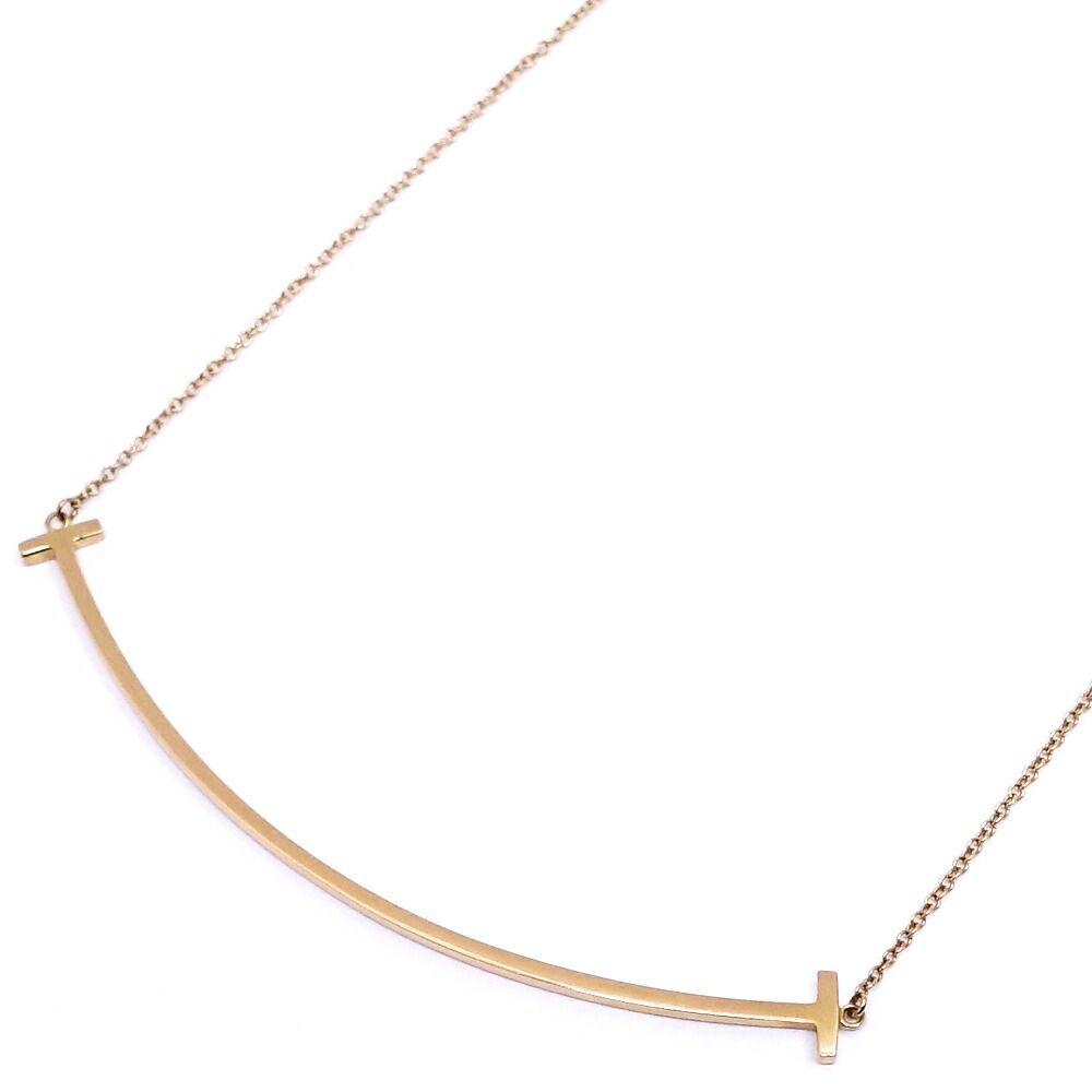 Tiffany & Co 18k Pink Gold T Smile Necklace Large Pendant Bullion — view 4
