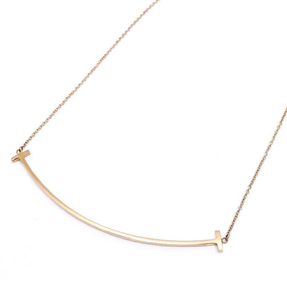 Tiffany & Co 18k Pink Gold T Smile Necklace Large Pendant Bullion — view 7