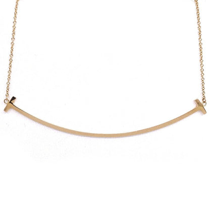 Tiffany & Co 18k Pink Gold T Smile Necklace Large Pendant Bullion