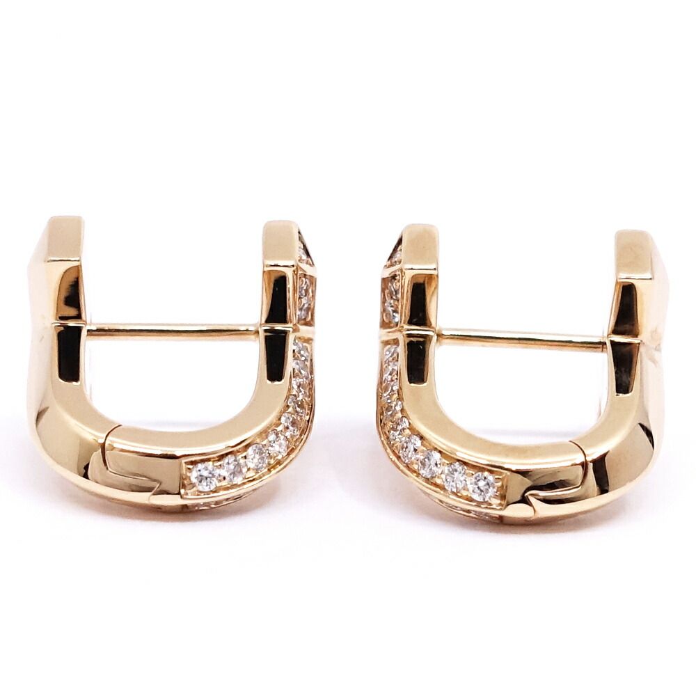 Tiffany & Co 18k Pink Gold T One Pave Diamond Haggi Hoop Earrings — view 3