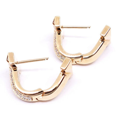 Tiffany & Co 18k Pink Gold T One Pave Diamond Haggi Hoop Earrings — view 7
