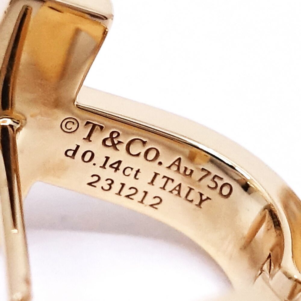 Tiffany & Co 18k Pink Gold T One Pave Diamond Haggi Hoop Earrings — view 8