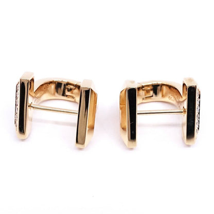 Tiffany & Co 18k Pink Gold T One Pave Diamond Haggi Hoop Earrings — view 5