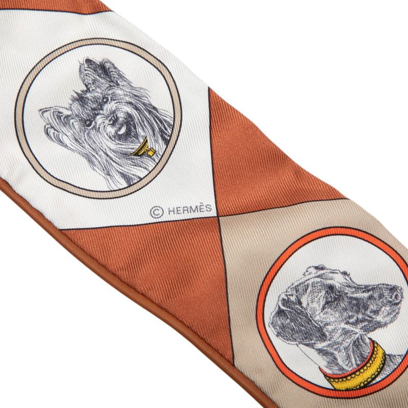 Hermes Twill Colliers Et Chiens Collier Chien Scarf Black Brown Silk Leather — view 3