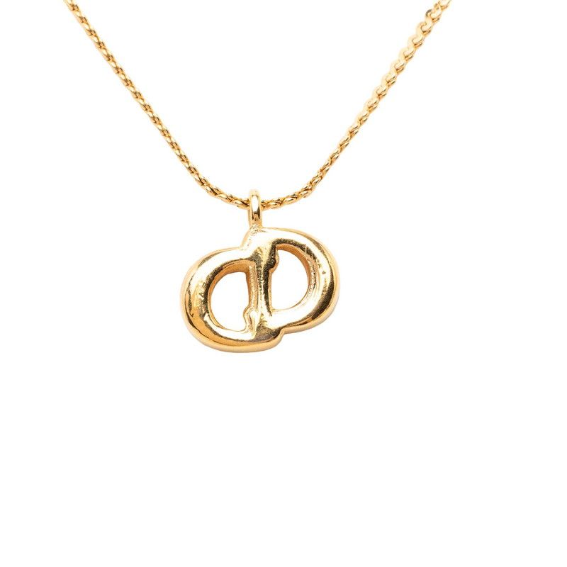 Dior CD Logo Chain Pendant Gold Plated Rhinestone — view 4