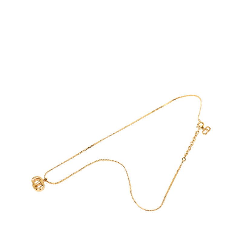 Dior CD Logo Chain Pendant Gold Plated Rhinestone — view 2