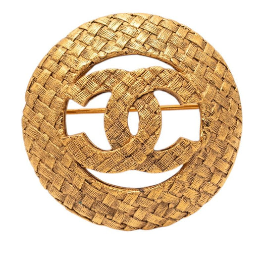 Chanel CC Logo Vintage Brooch Corsage Gold Plated