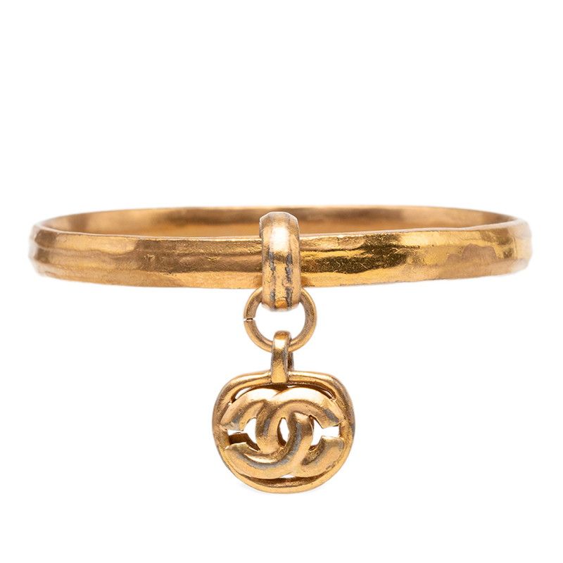 Chanel CC Logo Vintage Bangle 96 Gold Plated 1- Bracelet