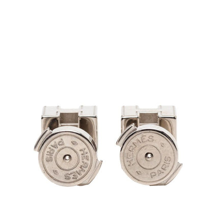 Hermes Cage Cube Stud Earrings Black Silver Metal — view 2