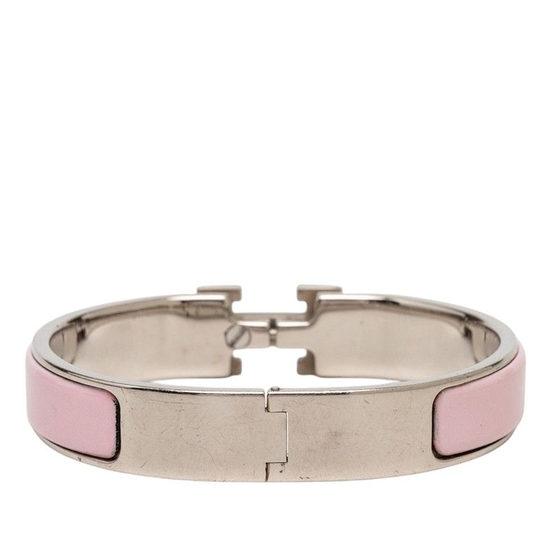 Hermes Click PM Enamel Bracelet Silver Pink Metal — view 3