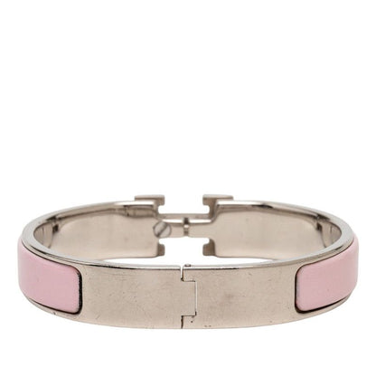 Hermes Click PM Enamel Bracelet Silver Pink Metal — view 3