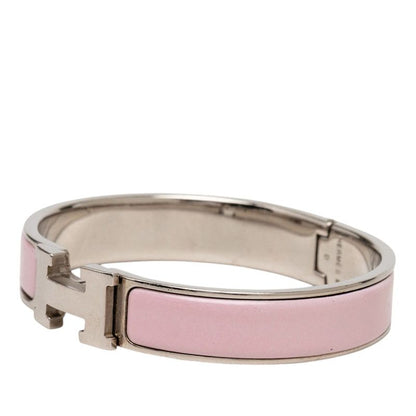 Hermes Click PM Enamel Bracelet Silver Pink Metal — view 2