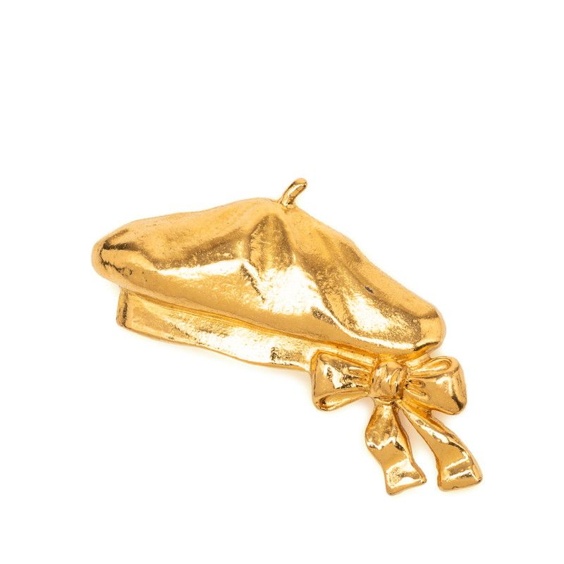 Chanel Ribbon Beret Motif Brooch Gold Plated 1