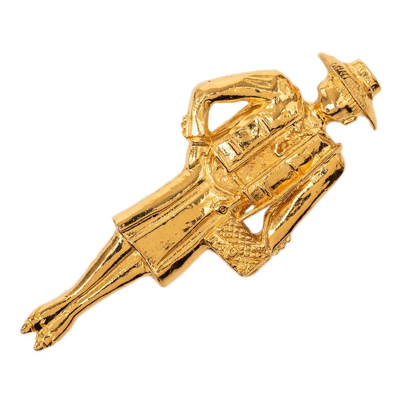 Chanel Mademoiselle Brooch Gold Plated