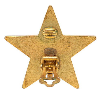 Chanel CC Logo Star Motif Earrings 01 Gold White Plated — view 3