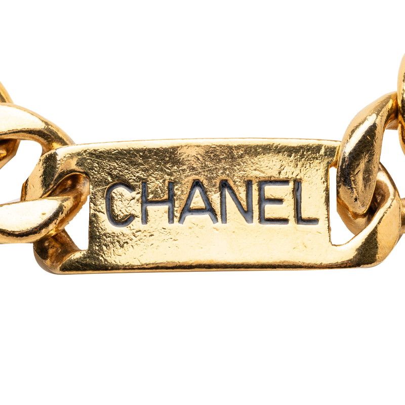 Chanel Logo Plate Chain Necklace Gold Plated — view 2